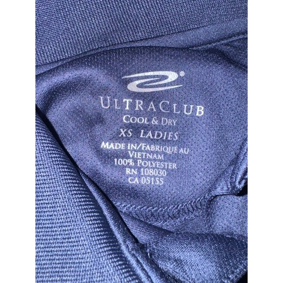 UltraClub Cool & Dry Navy Polo Shirt XS  Ladies 100% Polyester - Picture 3 of 6